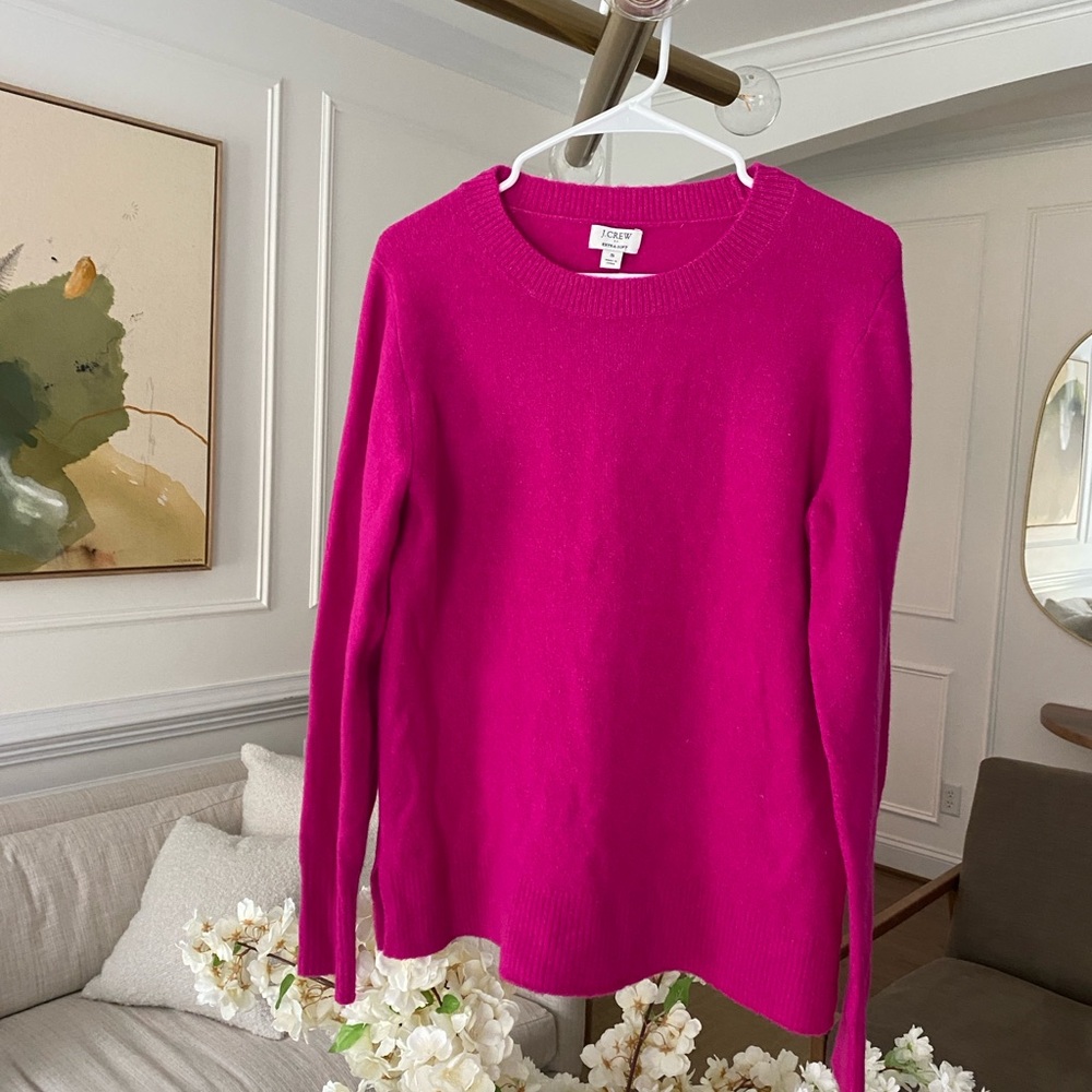 NWOT J. Crew Fuchsia Crew Neck Sweater